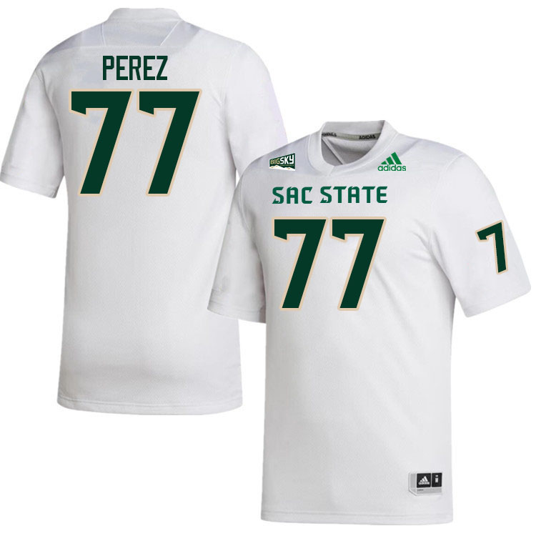 Sacramento State Hornets #77 Tyler Perez College Football Jerseys Stitched Sale-White